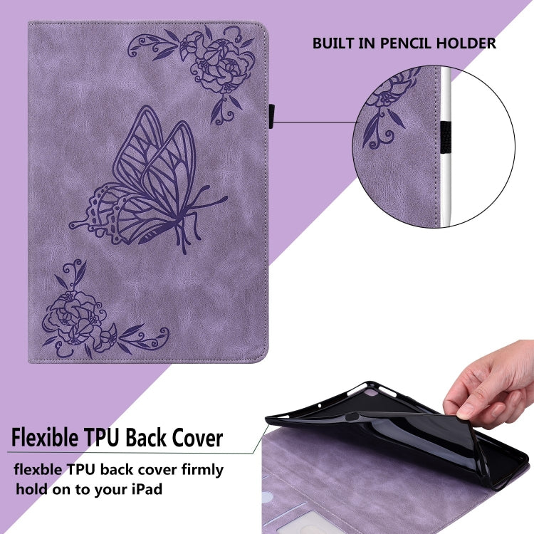 For iPad Pro 11 2025 / 2024 Butterfly Flower Embossed Leather Tablet Case(Purple) by bashfashion