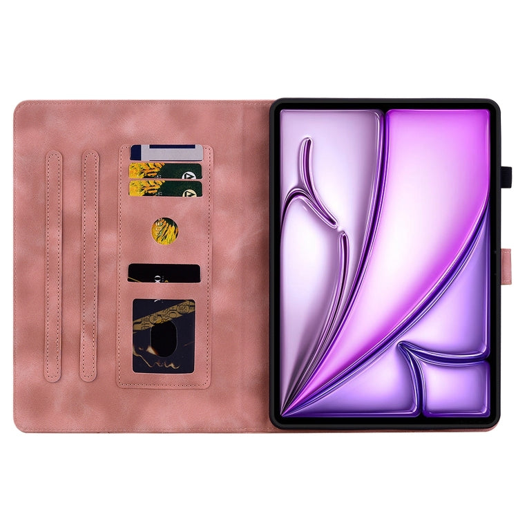 For iPad Air 13 2025 / 2024 Lily Embossed Leather Smart Tablet Case(Pink) by bashfashion