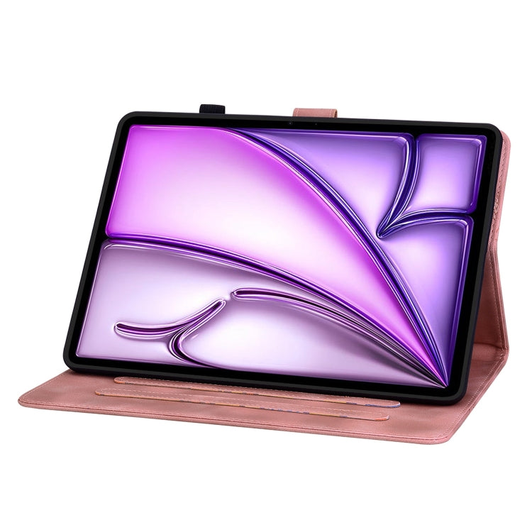 For iPad Air 13 2025 / 2024 Lily Embossed Leather Smart Tablet Case(Pink) by bashfashion