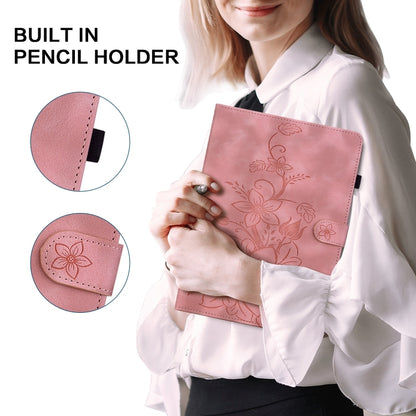 For iPad Air 13 2025 / 2024 Lily Embossed Leather Smart Tablet Case(Pink) by bashfashion