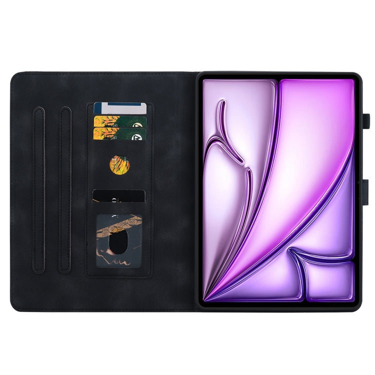 For iPad Air 13 2025 / 2024 Lily Embossed Leather Smart Tablet Case(Black) by bashfashion