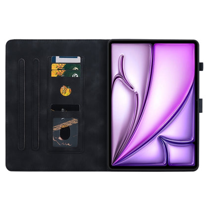 For iPad Air 13 2025 / 2024 Lily Embossed Leather Smart Tablet Case(Black) by bashfashion