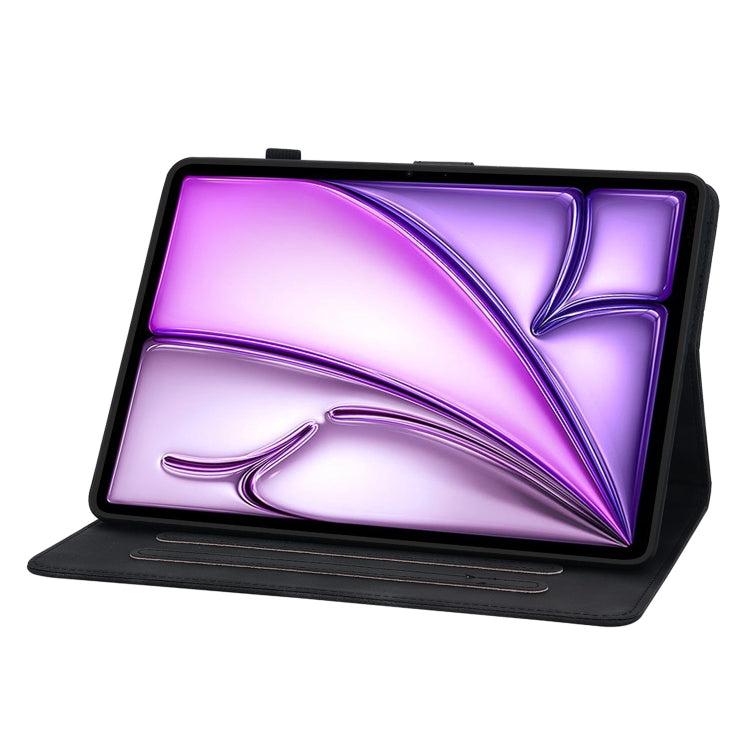 For iPad Air 13 2025 / 2024 Lily Embossed Leather Smart Tablet Case(Black) by bashfashion