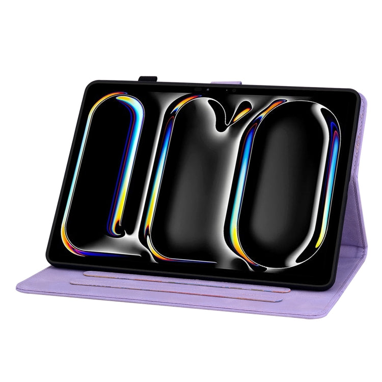 For iPad Pro 11 2025 / 2024 Lily Embossed Leather Smart Tablet Case(Purple) by bashfashion