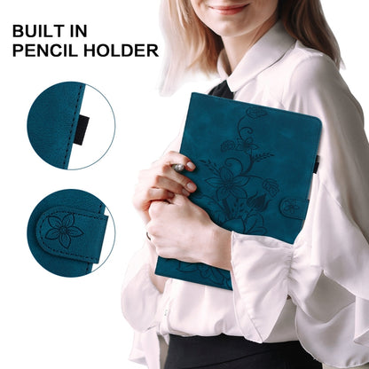 For iPad 10.2 2021 / Air 10.5 Lily Embossed Leather Smart Tablet Case(Dark Blue) by bashfashion