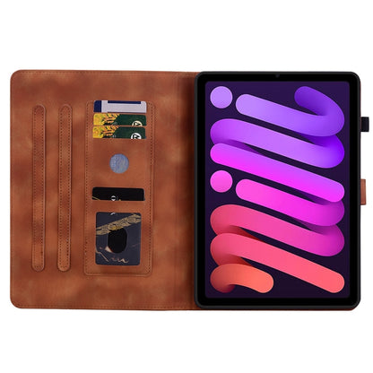 For iPad mini 6 / mini 2024 Lily Embossed Leather Smart Tablet Case(Brown) by bashfashion