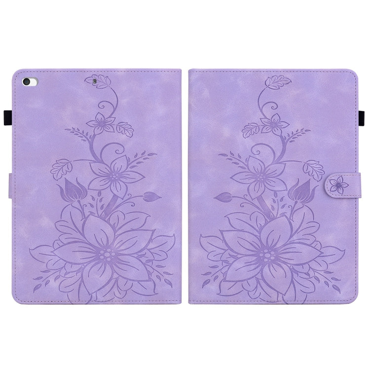 For iPad mini 5 / 4 / 3 / 2 / 1 Lily Embossed Leather Smart Tablet Case(Purple) by bashfashion
