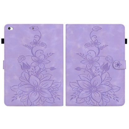 For iPad mini 5 / 4 / 3 / 2 / 1 Lily Embossed Leather Smart Tablet Case(Purple) by bashfashion