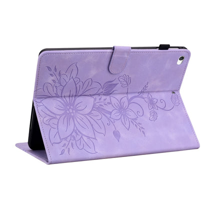 For iPad mini 5 / 4 / 3 / 2 / 1 Lily Embossed Leather Smart Tablet Case(Purple) by bashfashion