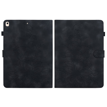 For iPad Air / Air 2 / 9.7 2017 / 2018 Lily Embossed Leather Smart Tablet Case(Black) by bashfashion