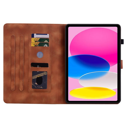 For iPad 2025 / 2022 Lily Embossed Leather Smart Tablet Case(Brown) by bashfashion