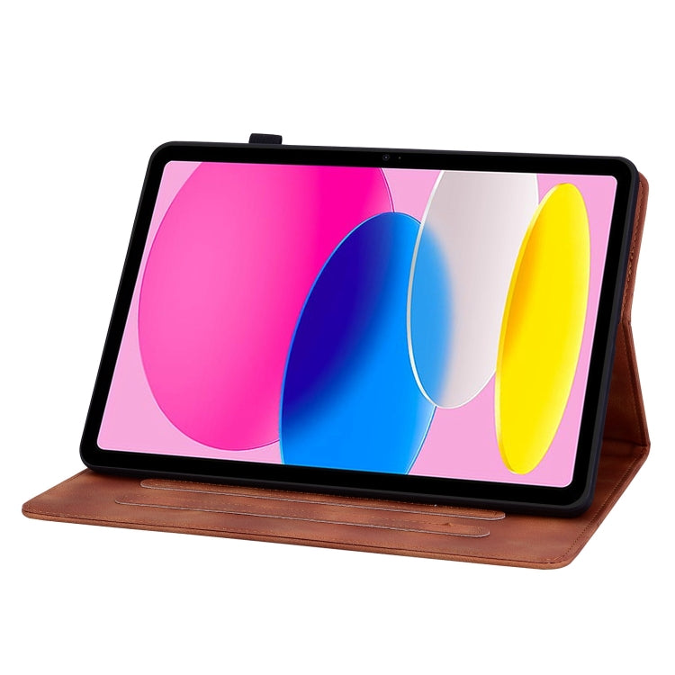 For iPad 2025 / 2022 Lily Embossed Leather Smart Tablet Case(Brown) by bashfashion