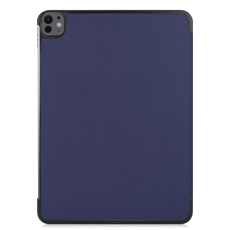 For iPad Pro 13 2025 / 2024 Custer Pure Color 3-Fold Holder Smart Leather Tablet Case(Dark Blue) by bashfashion