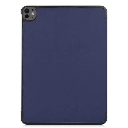 For iPad Pro 13 2025 / 2024 Custer Pure Color 3-Fold Holder Smart Leather Tablet Case(Dark Blue) by bashfashion
