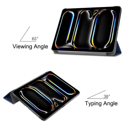 For iPad Pro 13 2025 / 2024 Custer Pure Color 3-Fold Holder Smart Leather Tablet Case(Dark Blue) by bashfashion