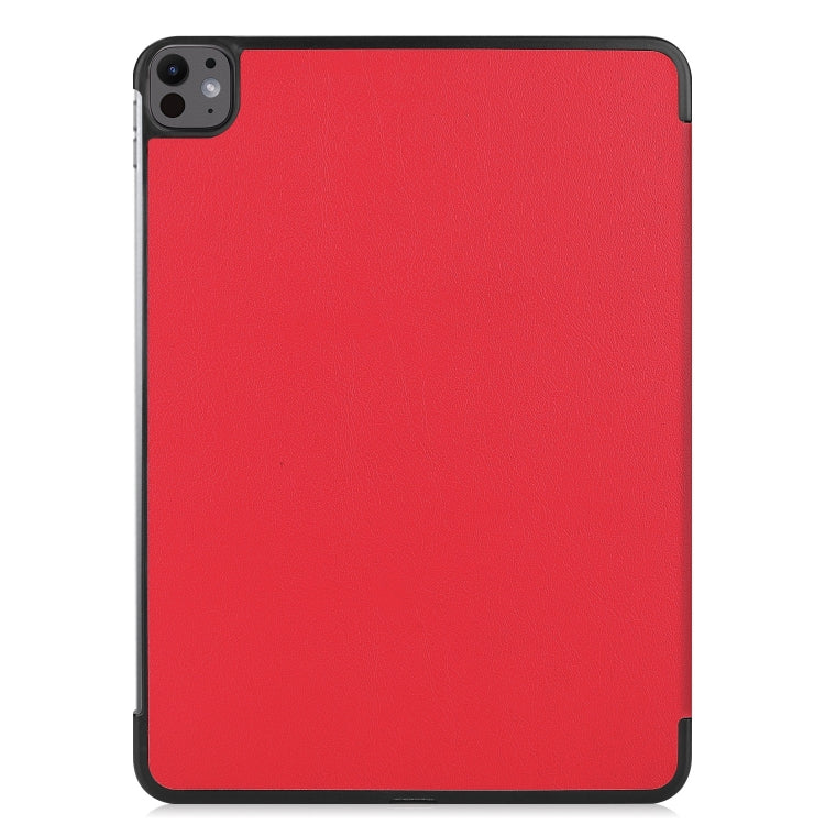 For iPad Pro 13 2025 / 2024 Custer Pure Color 3-Fold Holder Smart Leather Tablet Case(Red) by bashfashion