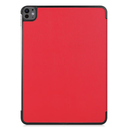 For iPad Pro 13 2025 / 2024 Custer Pure Color 3-Fold Holder Smart Leather Tablet Case(Red) by bashfashion