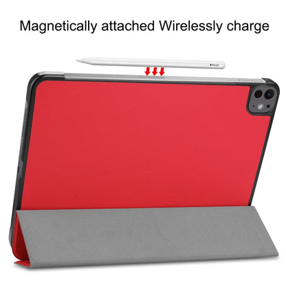 For iPad Pro 13 2025 / 2024 Custer Pure Color 3-Fold Holder Smart Leather Tablet Case(Red) by bashfashion