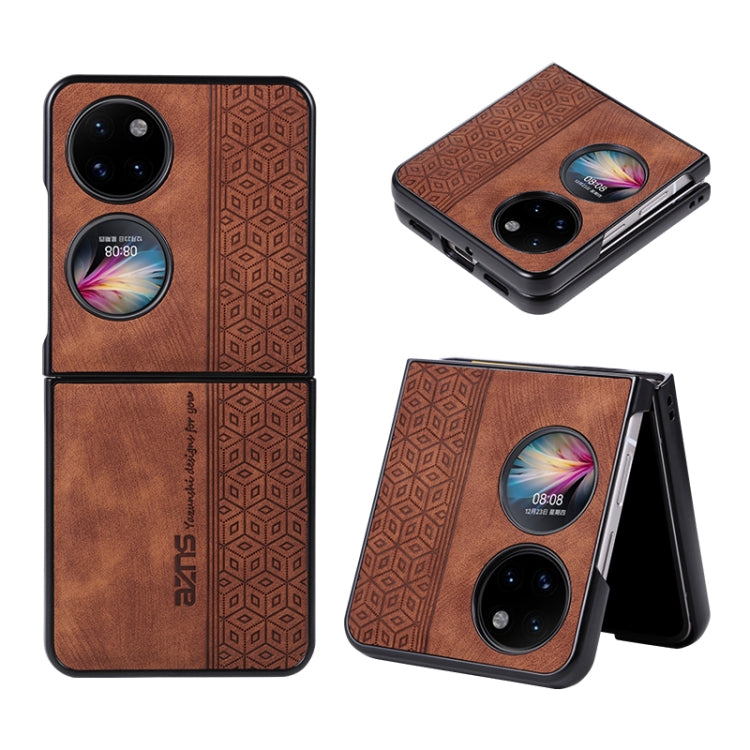 For Huawei Pocket 2 AZNS 3D Embossed Skin Feel Phone Case(Brown) by AZNS