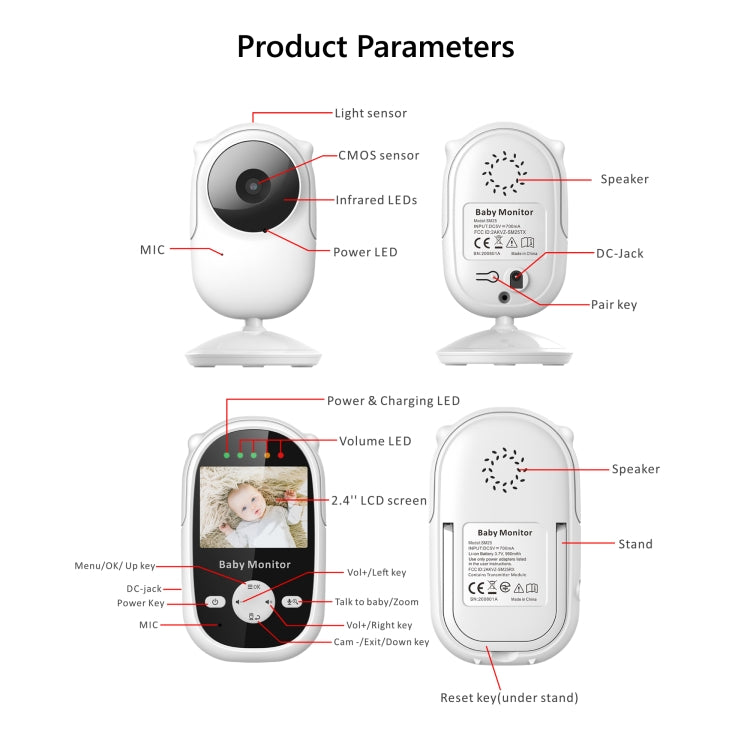 SM25 2.4 inch LCD Screen Baby Monitor Care Camera(EU Plug) by bashfashion