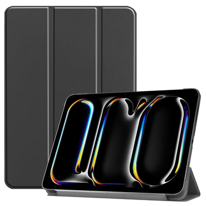 For iPad Pro 11 2025 / 2024 Custer Pure Color 3-Fold Holder Smart Leather Tablet Case(Black) by bashfashion