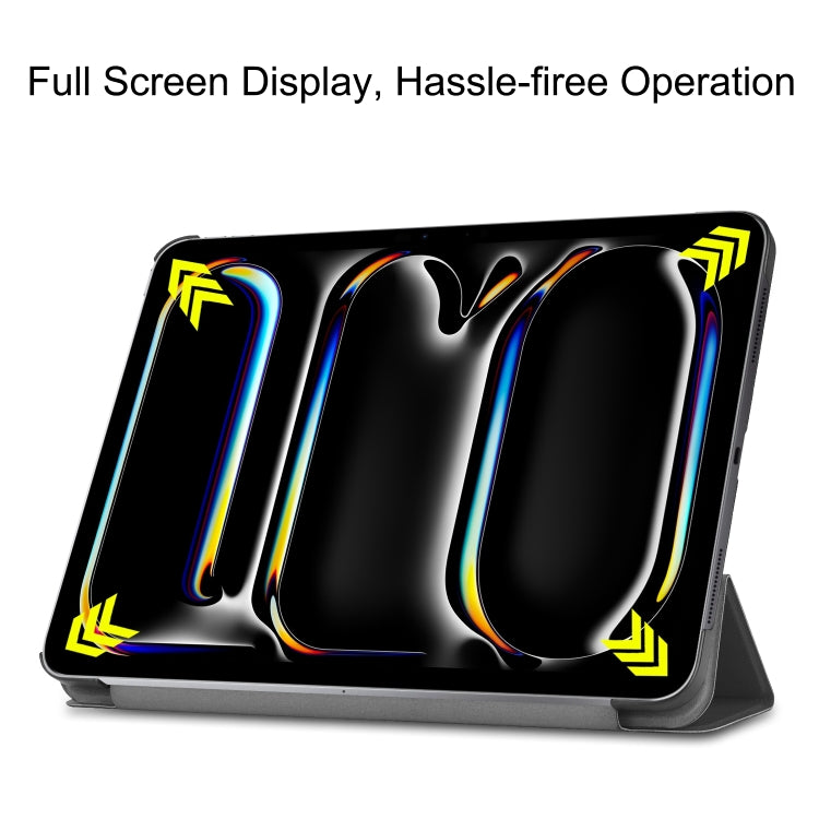 For iPad Pro 11 2025 / 2024 Custer Pure Color 3-Fold Holder Smart Leather Tablet Case(Black) by bashfashion