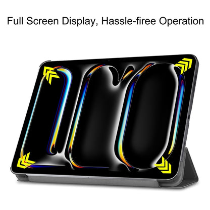 For iPad Pro 11 2025 / 2024 Custer Pure Color 3-Fold Holder Smart Leather Tablet Case(Black) by bashfashion