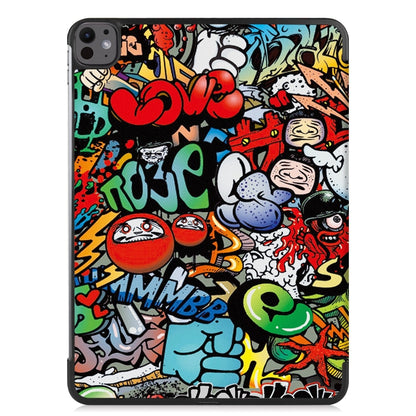 For iPad Pro 13 2025 / 2024 Custer Painted 3-Fold Holder Smart Leather Tablet Case(Graffiti) by bashfashion