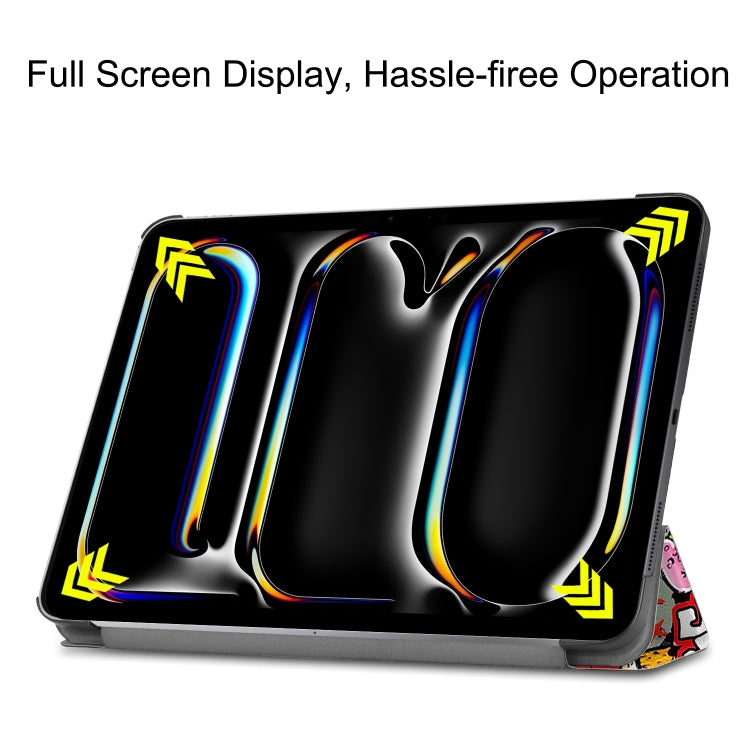 For iPad Pro 13 2025 / 2024 Custer Painted 3-Fold Holder Smart Leather Tablet Case(Graffiti) by bashfashion