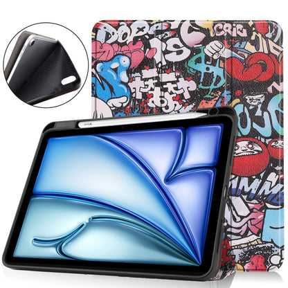 For iPad Air 11 2024 / 2025 Custer Painted 3-Fold Holder Smart Leather Tablet Case(Graffiti) by bashfashion