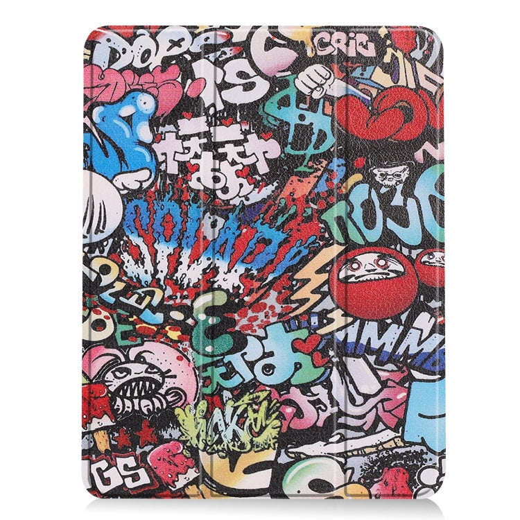 For iPad Air 11 2024 / 2025 Custer Painted 3-Fold Holder Smart Leather Tablet Case(Graffiti) by bashfashion