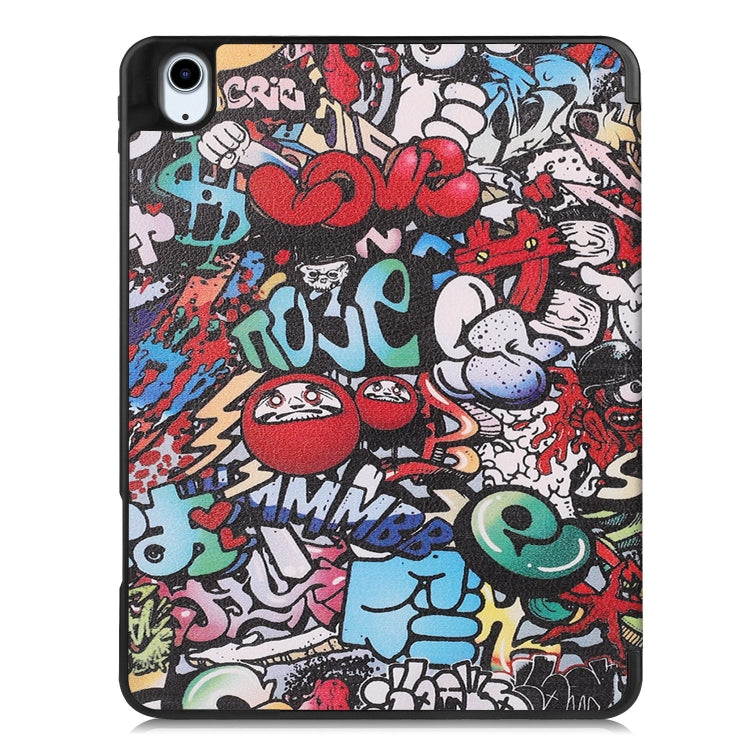 For iPad Air 11 2024 / 2025 Custer Painted 3-Fold Holder Smart Leather Tablet Case(Graffiti) by bashfashion
