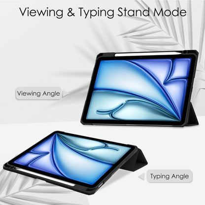 For iPad Air 11 2025 / 2024 Pure Color 3-fold Clear TPU Smart Leather Tablet Case(Black) by bashfashion