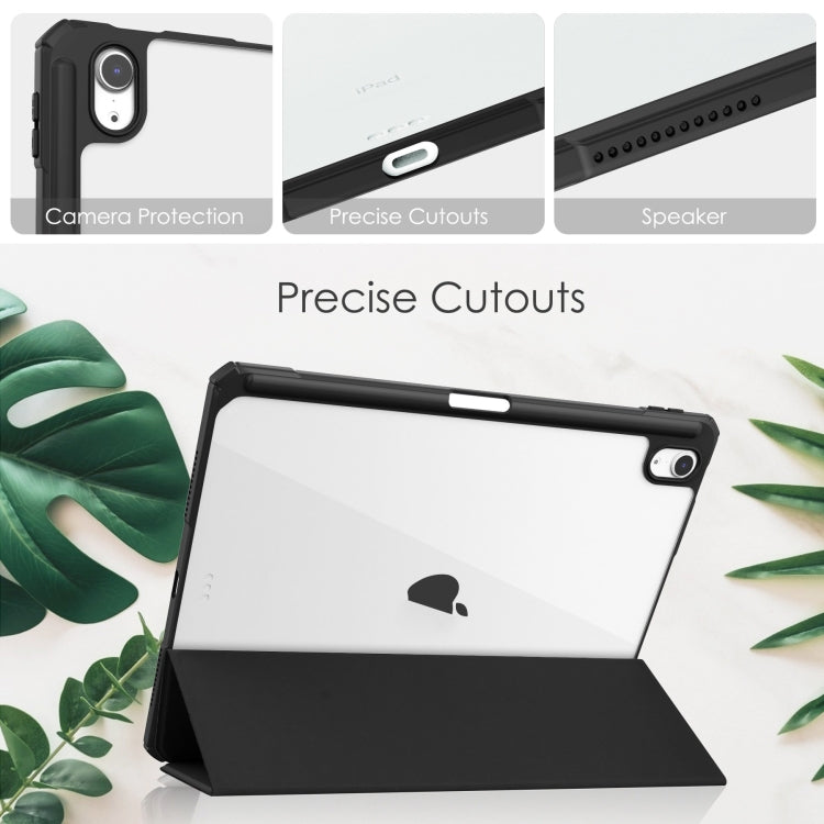 For iPad Air 11 2025 / 2024 Pure Color 3-fold Clear TPU Smart Leather Tablet Case(Black) by bashfashion