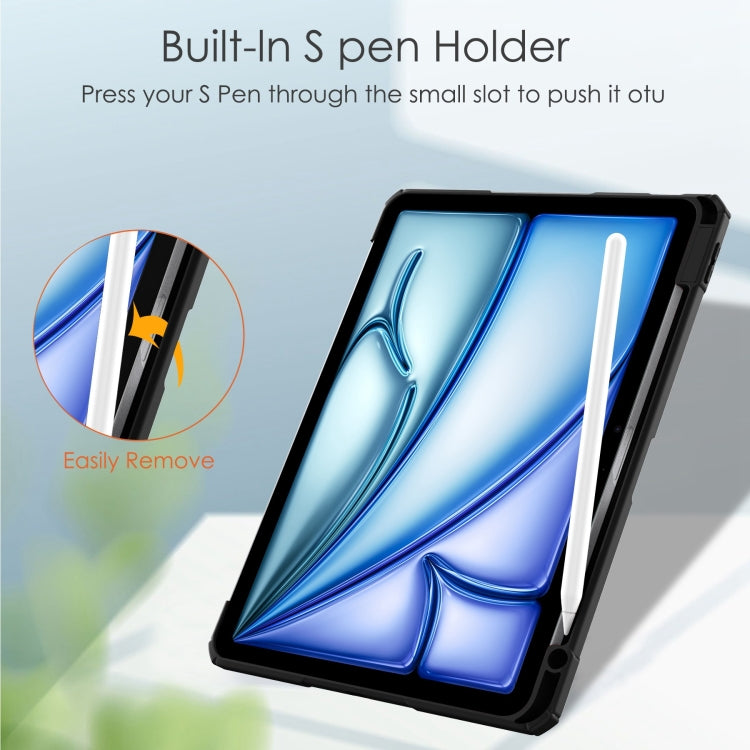 For iPad Air 11 2025 / 2024 Pure Color 3-fold Clear TPU Smart Leather Tablet Case(Black) by bashfashion