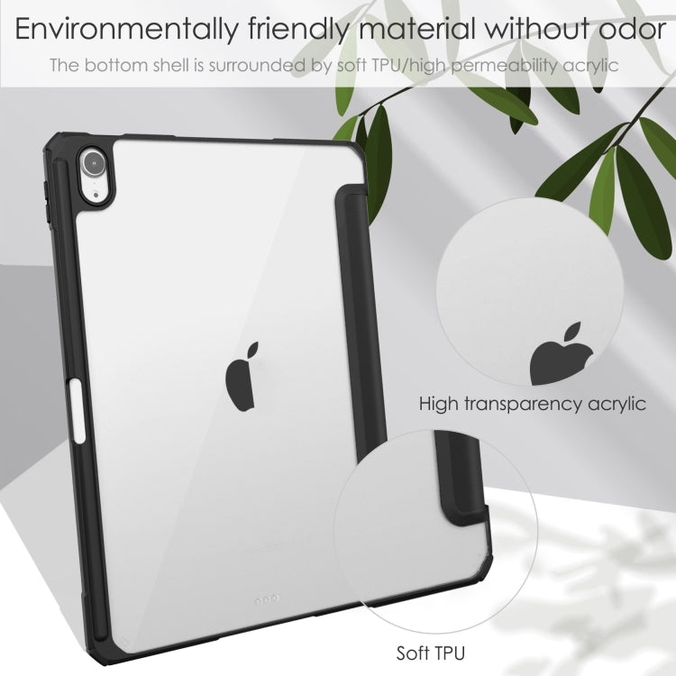 For iPad Air 11 2025 / 2024 Pure Color 3-fold Clear TPU Smart Leather Tablet Case(Black) by bashfashion