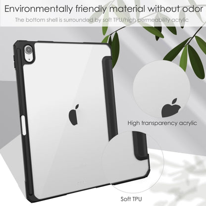 For iPad Air 11 2025 / 2024 Pure Color 3-fold Clear TPU Smart Leather Tablet Case(Black) by bashfashion