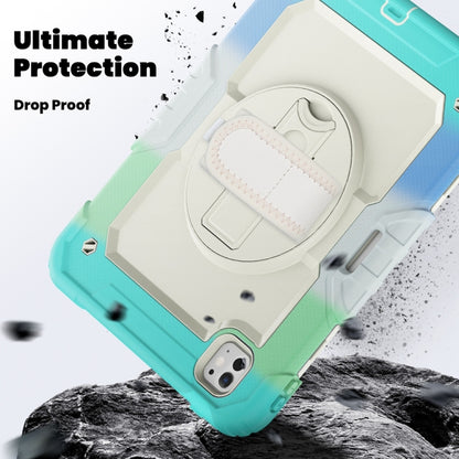 For iPad Pro 11 2025 / 2024 Lucky Wheel Grip Silicone Hybrid PC Tablet Case with Shoulder Strap(Rainbow Blue) by bashfashion