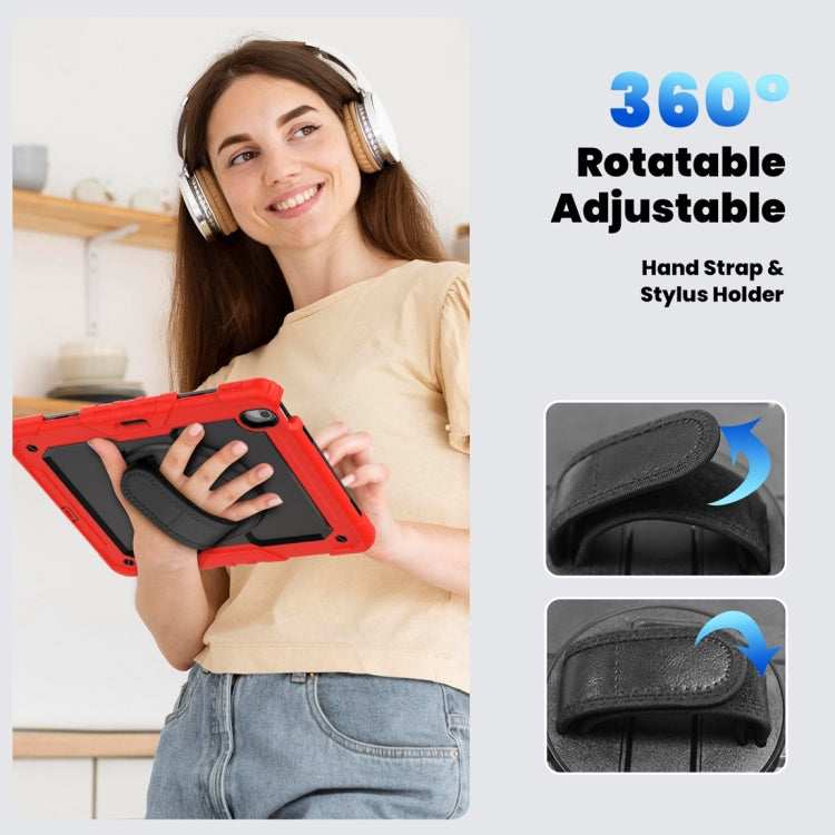 For iPad Air 13 2024 / Air 13 2025 Lucky Wheel Grip Silicone Hybrid PC Tablet Case with Shoulder Strap(Red+Black) by bashfashion