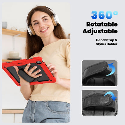 For iPad Air 13 2024 / Air 13 2025 Lucky Wheel Grip Silicone Hybrid PC Tablet Case with Shoulder Strap(Red+Black) by bashfashion
