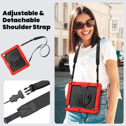 For iPad Air 13 2024 / Air 13 2025 Lucky Wheel Grip Silicone Hybrid PC Tablet Case with Shoulder Strap(Red+Black) by bashfashion
