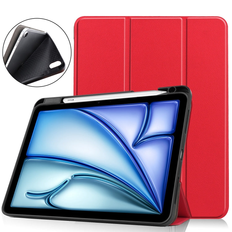For iPad Air 11 2024 / 2025 Custer TPU Pure Color 3-Fold Holder Smart Leather Tablet Case(Red) by bashfashion
