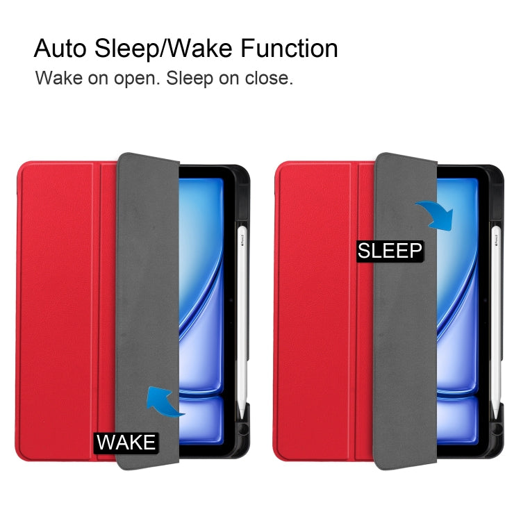 For iPad Air 11 2024 / 2025 Custer TPU Pure Color 3-Fold Holder Smart Leather Tablet Case(Red) by bashfashion