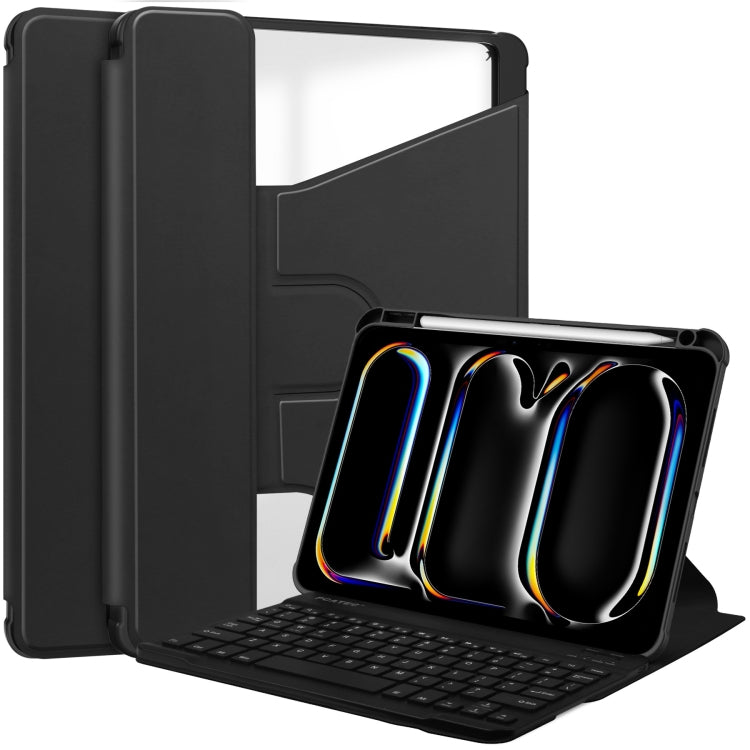 For iPad Pro 11 2025 / 2024 Transparent Rotation Smart Leather Tablet Case with Keyboard(Black) by bashfashion