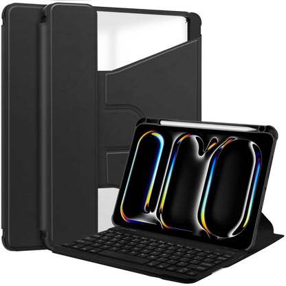 For iPad Pro 11 2025 / 2024 Transparent Rotation Smart Leather Tablet Case with Keyboard(Black) by bashfashion