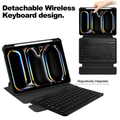 For iPad Pro 11 2025 / 2024 Transparent Rotation Smart Leather Tablet Case with Keyboard(Black) by bashfashion