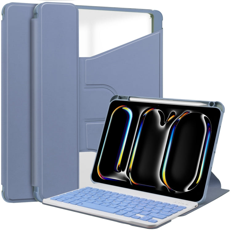 For iPad Pro 11 2025 / 2024 Transparent Rotation Smart Leather Tablet Case with Keyboard(Lavender) by bashfashion