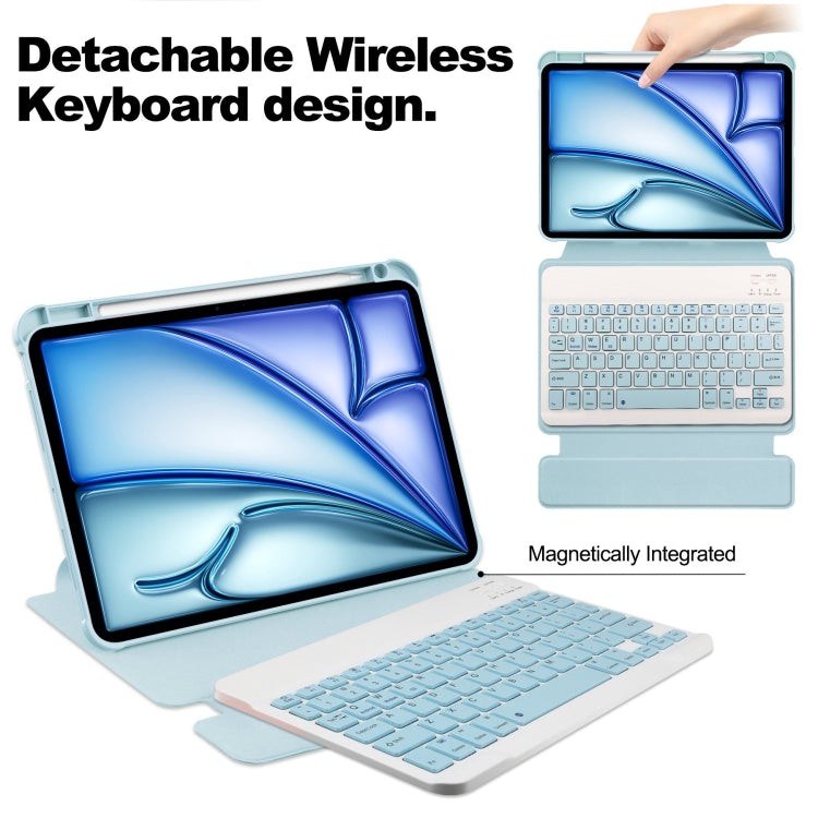 For iPad Air 13 2025 / 2024 Transparent Rotation Smart Leather Tablet Case with Keyboard(Sky Blue) by bashfashion