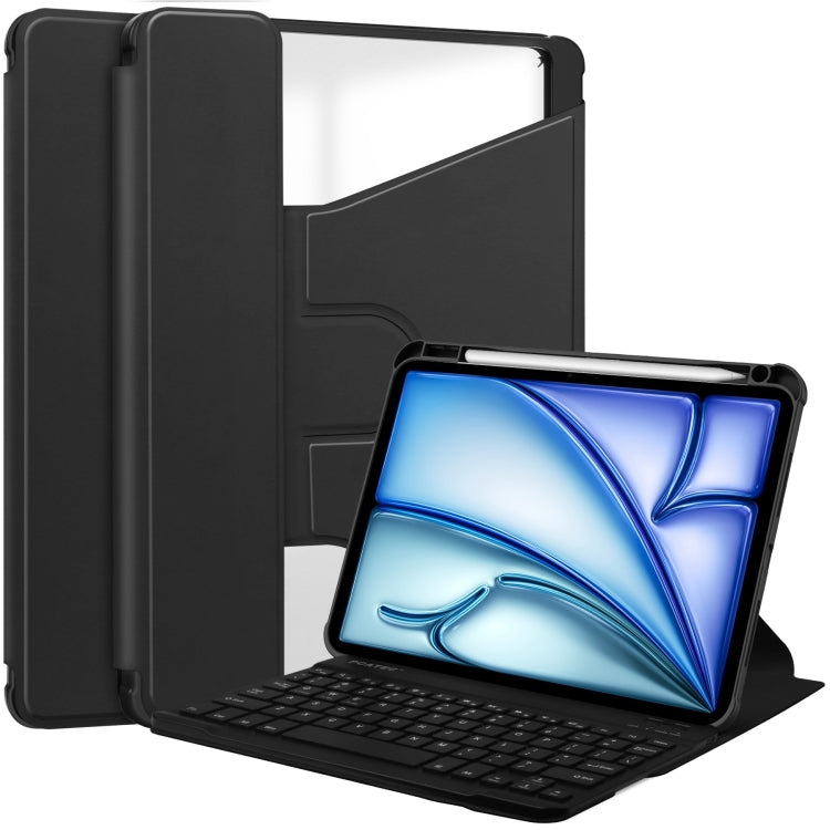 For iPad Air 11 2025 / 2024 Transparent Rotation Smart Leather Tablet Case with Keyboard(Black) by bashfashion