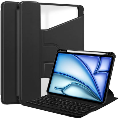 For iPad Air 11 2025 / 2024 Transparent Rotation Smart Leather Tablet Case with Keyboard(Black) by bashfashion